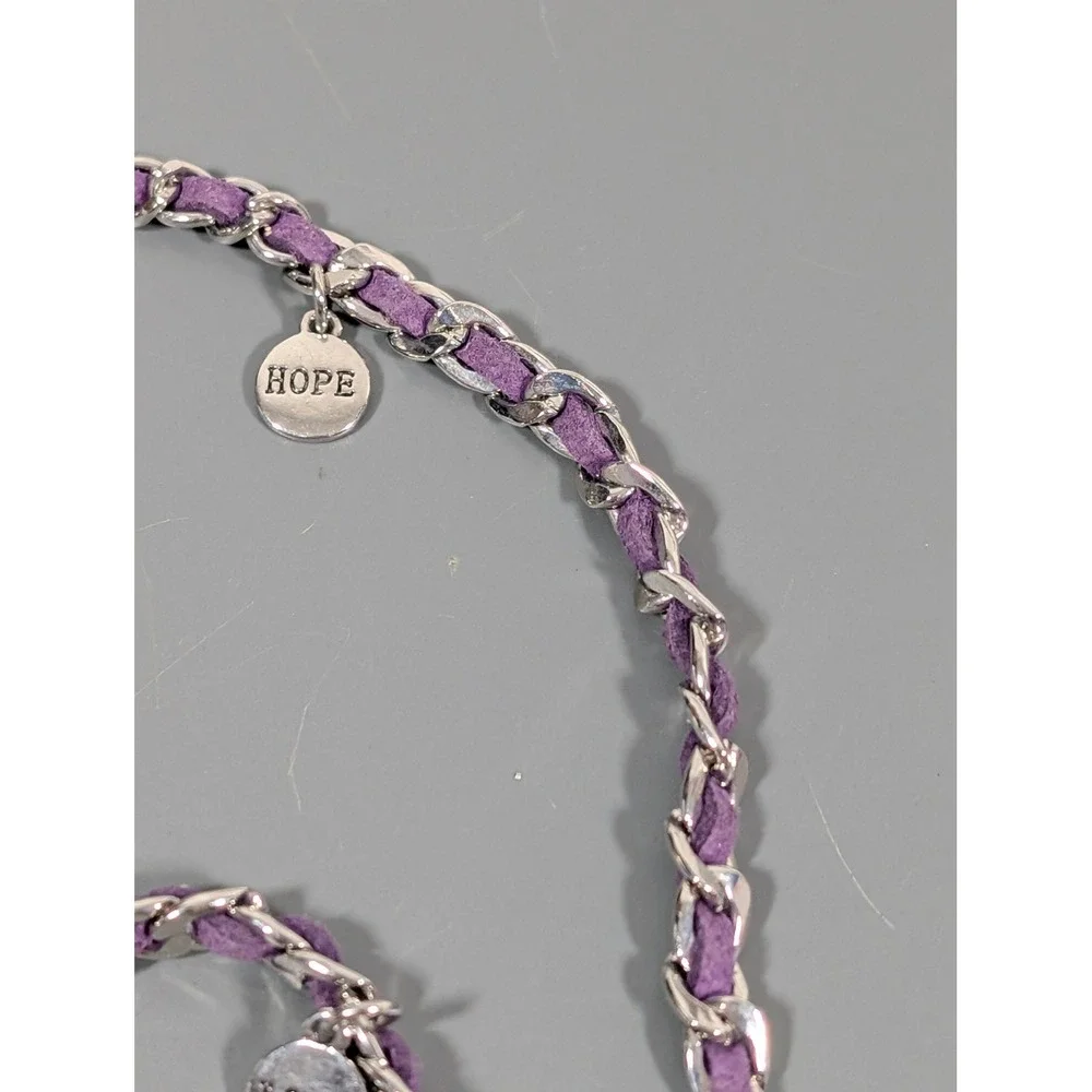 Premier Designs Faith Wrap Bracelet Purple Cord Rhinestone‎ Accents 21.5